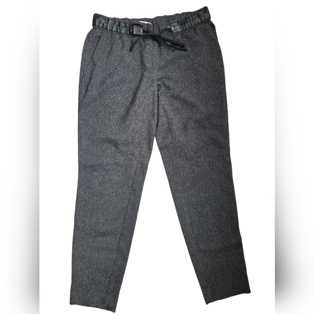White House Black Market Tapered Ankle Elastic Waist Peppered Black Gray Size S